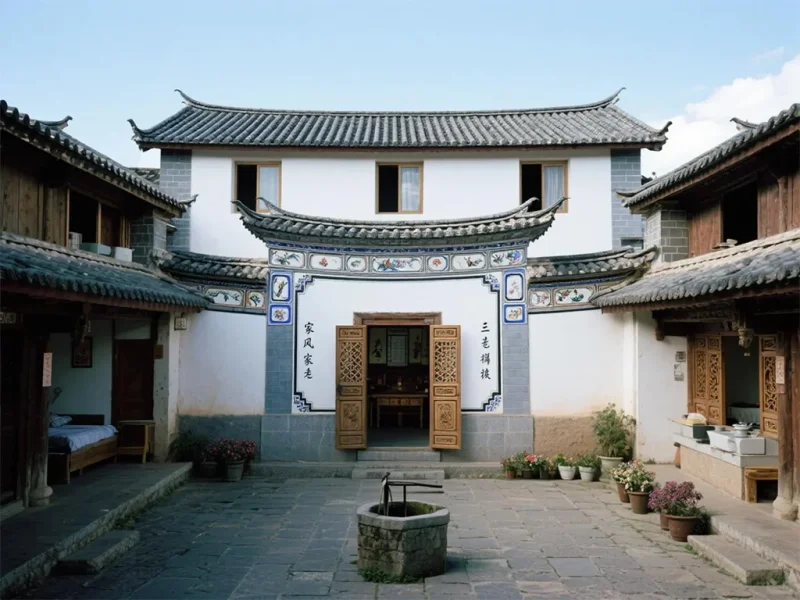Dali Bai Residences 大理白族傳統民居,庭院式布局,白牆灰瓦,展現典型地方建築風格。