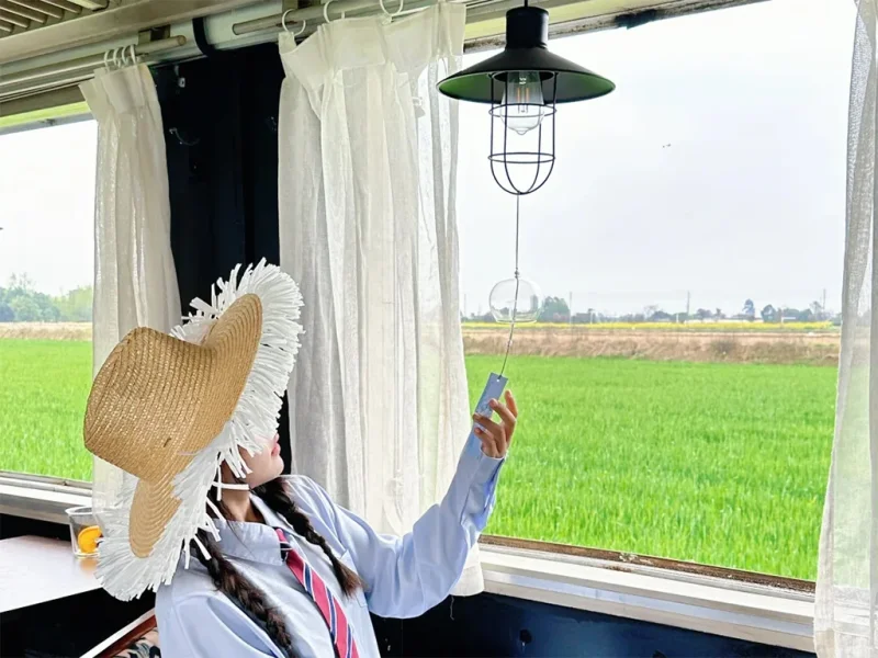 Pastoral Life in Xizhou Ancient Town Dali rld8eo60y355sqs0a75fioftvm35jjelagzhpw8nzk 大理喜洲古鎮田園生活,透過窗景可見綠色稻田,氛圍悠閒舒適。